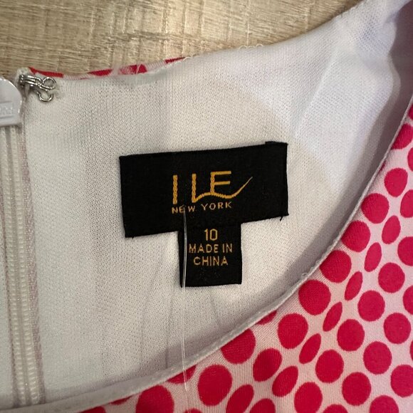 I LE SIZE 10 PINK POLKA DOT WOMENS DRESS NEW - Picture 7 of 9